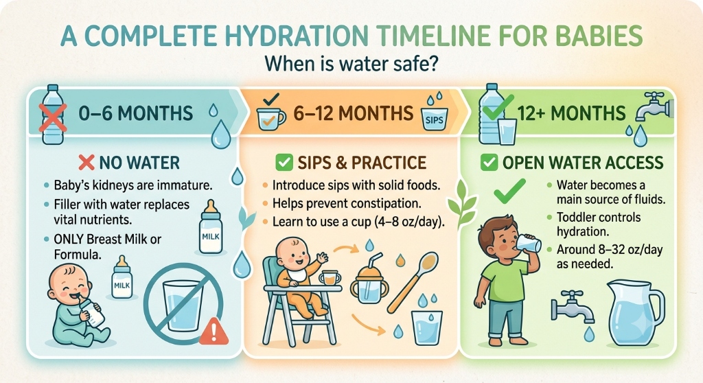 What Age is Water Safe for Babies? (A Complete Hydration Timeline)